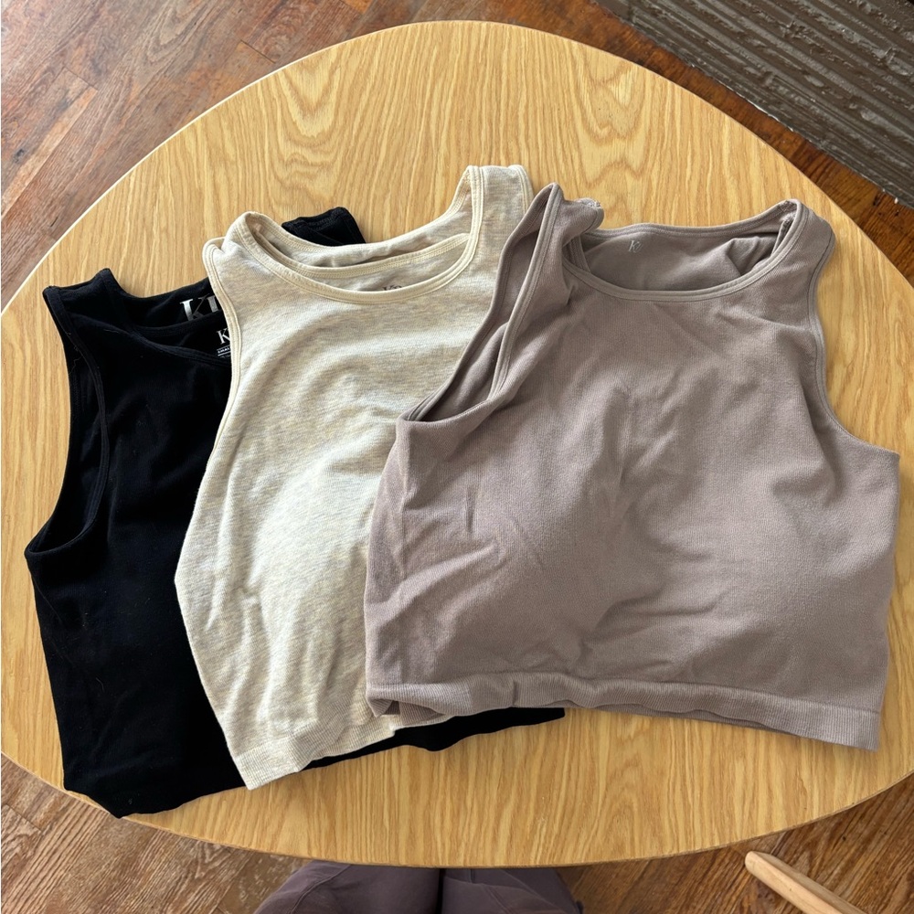 Set of 3 Kindred Bravely Nursing Bras / Crop Tops - Black, Cream, Taupe
